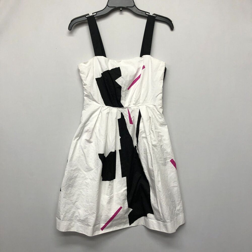 Theory Women Sleeveless Cotton Dress Size 8 White Side Zip B256 -13